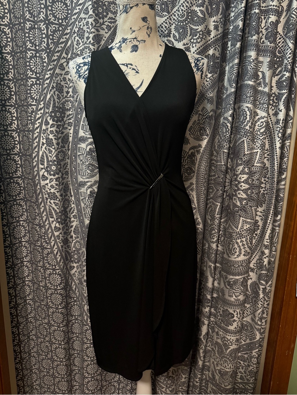 Michael Kors Black Twist-Front Midi Dress